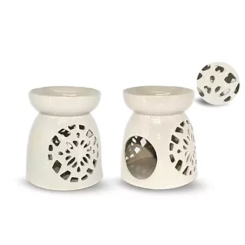 Vit keramisk aromalampa 17 cm
