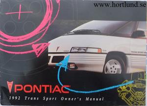 1992 Pontiac Trans Sport Owners Manual