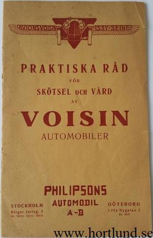 1923 Voisin instruktionsbok svensk