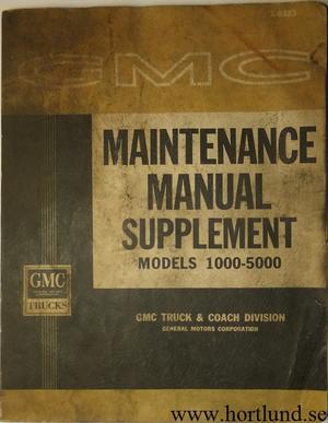 1963 GMC  Models 1000 - 5000 Maintenance Manual Supplement