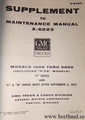 1964 GMC  Models 1000 - 5000 Maintenance Manual Supplement