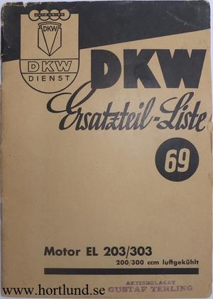 1940 DKW Motor EL 203/303 Reservdelskatalog