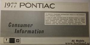 1977 Pontiac Consumer Information alla modeller
