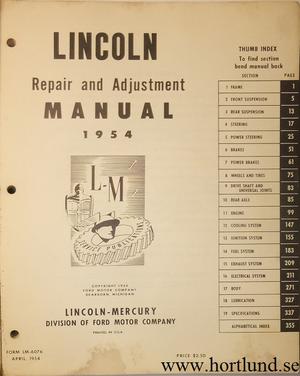 1954 Lincoln Repair and Adjusment Manual