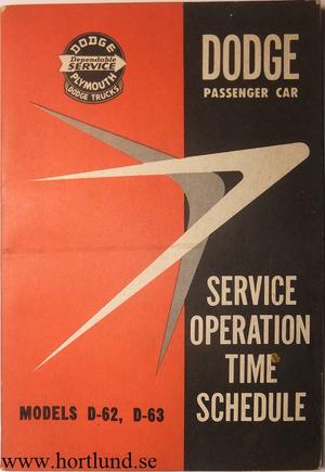 1956 Dodge Service Operation Time Schedule