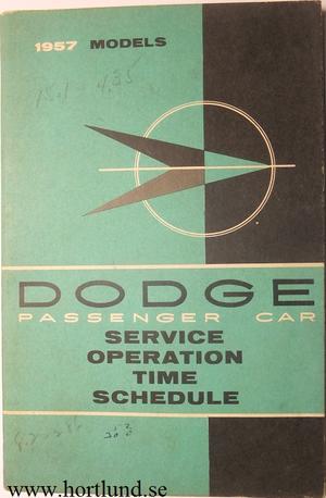 1957 Dodge Service Operation Time Schedule