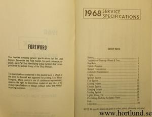 1968 Ford Truck Service Specifications