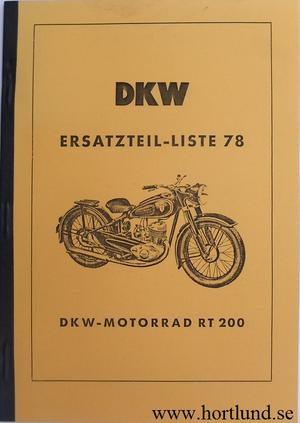 1951 - 1952 DKW RT 200 Reservdelskatalog