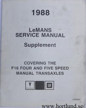 1988 Pontiac Le Mans Service Manual