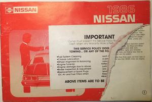 1986 NISSAN Warranty Information