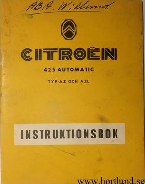 1955 Citroën 425 Automatic Instruktionsbok
