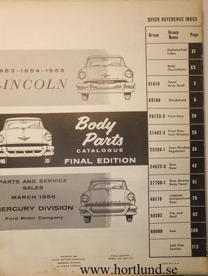 1953 - 1955 Lincoln Body Parts Catalog Final Edition