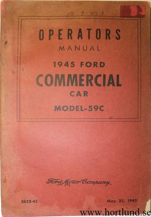 1945 Ford Pickup V8 Operators Manual
