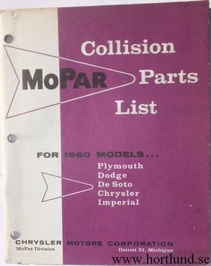 1960 MoPar Collision Parts List