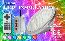 Poolbelysning PAR56 HighPower RGB Extern RF-Kontroller Rostfritt lamphus
