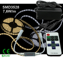 Ledtejp Dimbart Microkontroller Kit SMD3528 7,68W/m Varmvit, Vit el. Kallvit