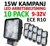 10 pack 15W ECE R10 LED arbetsbelysning 60° Epistar 12-24V