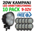 10 pack 20W LED arbetsbelysning 60° CREE ECE R10 12-24V - L0074