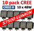 10 pack 48W LED arbetsbelysning 30° 60° CREE 12-24V totalt 57500 lumen