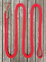 Mecatetygel med ändknop och tofs - 14 mm, 6,70 m, Röd