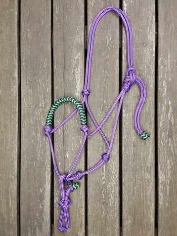 Braided rope halter with running rope connector