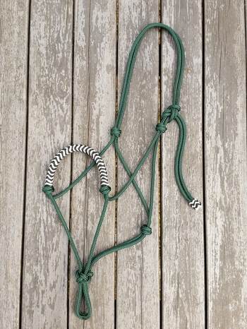 Braided standard rope halter - Cob, Hunter green