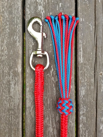 Lead rope with bolt snap and tassel - 10 mm, 3,70 m, Red
