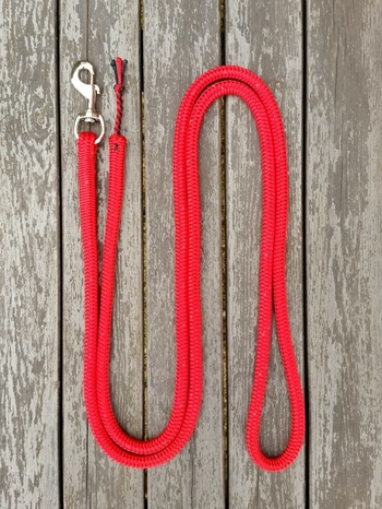 Lead rope with bolt snap and four-strand braid tassel - 14 mm, 3 m, Red