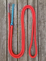 Ledrep med fyrflätstofs och repsnärt - 14 mm, 3 m, Röd