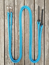Split reins with permanent bolt snaps and rope poppers - 10 mm, 2 x 2,20 m, Blue
