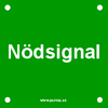 Sign with Swedish text "Nödsignal" for cold room trapped person alarm 