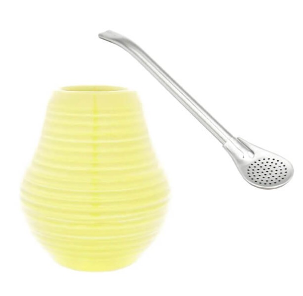 Yerba Maté Kit - Mate Citron, Gul Matékopp och Bombilla - 3