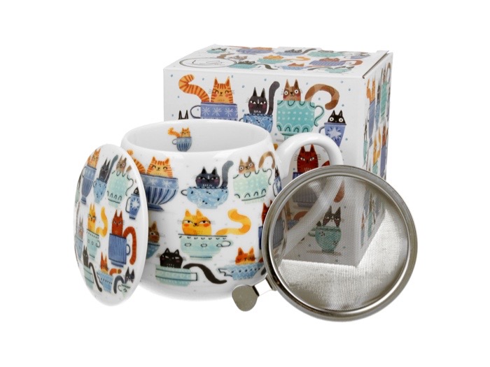 Cat Teacup - Mugg Barrel med tesil (The Art Gallery)