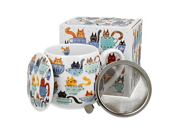 Cat Teacup - Mugg Barrel med tesil (The Art Gallery)
