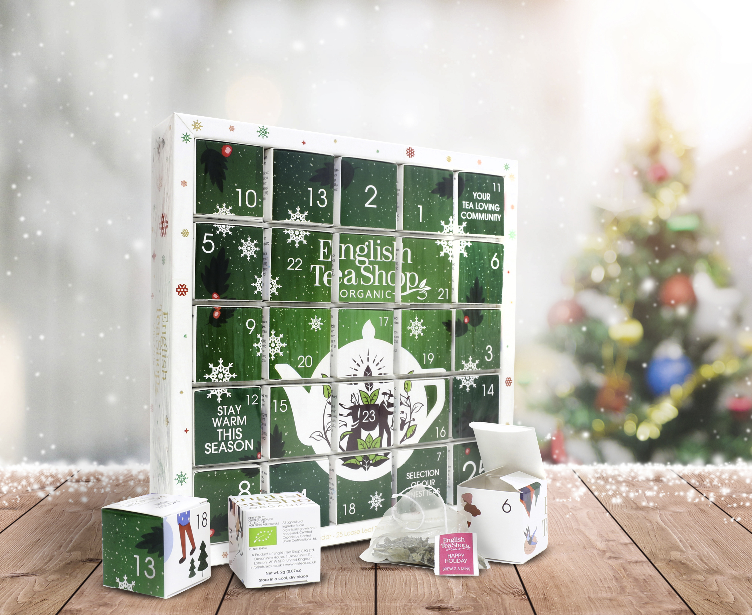 English Tea Shop Tekalender - Ekologisk Puzzle Box Grön 2026 - 2