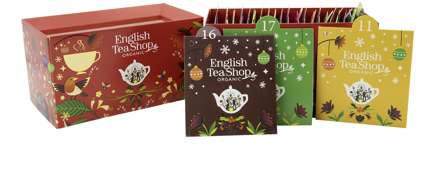 English Tea Shop Tekalender - Te i röd box med 25 tepåsar Ekologisk 2026 - 2