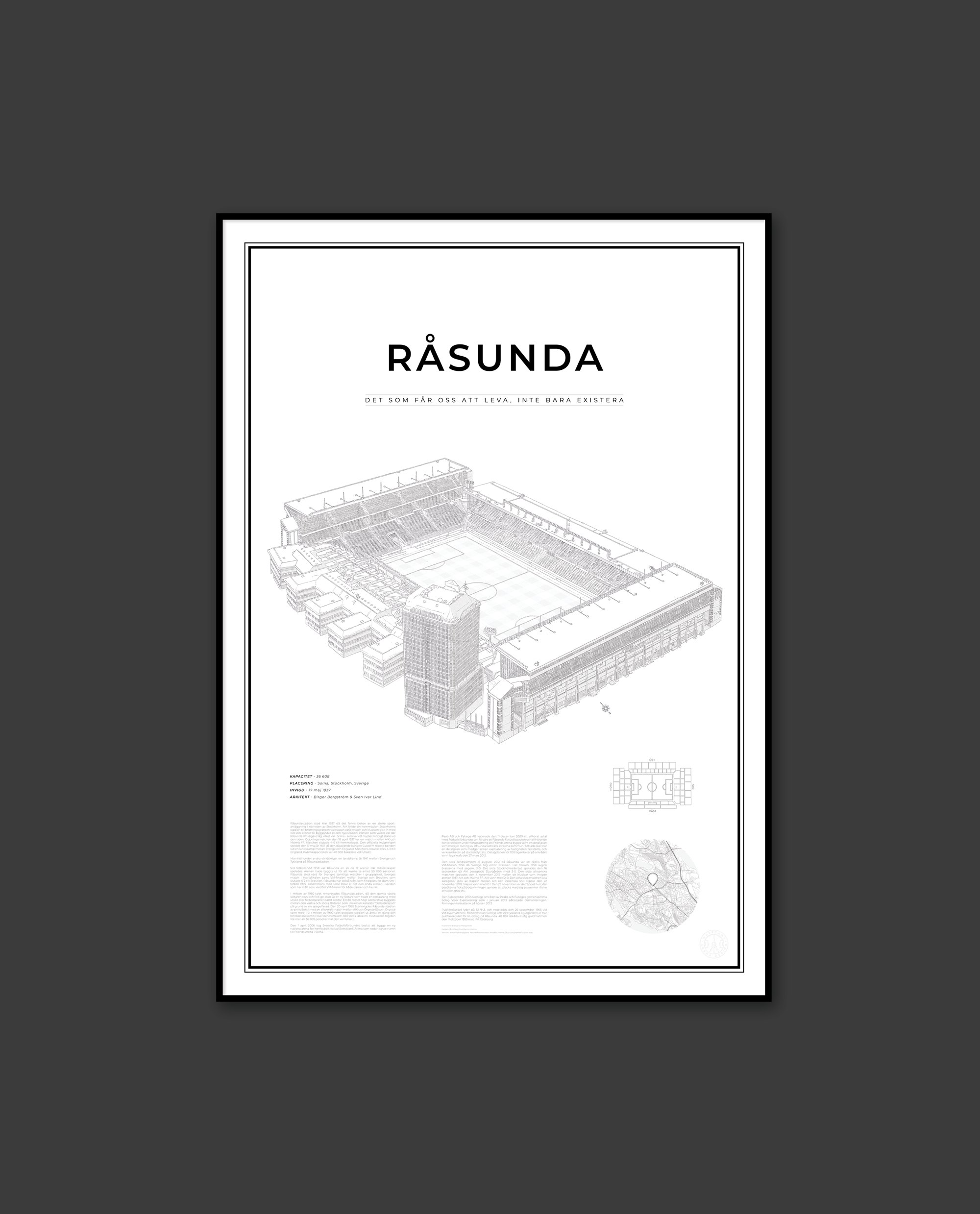 Poster / tavla med Råsunda, Råsundastadion