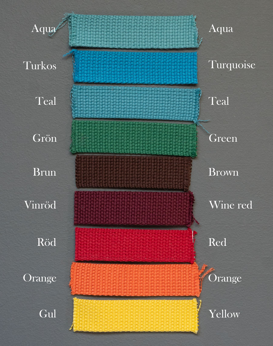 Webbing colors