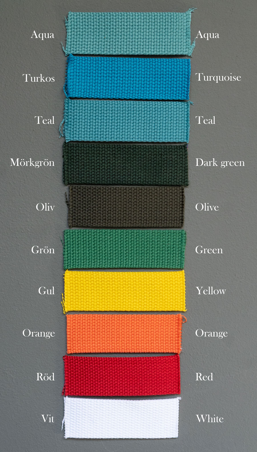 Webbing colors