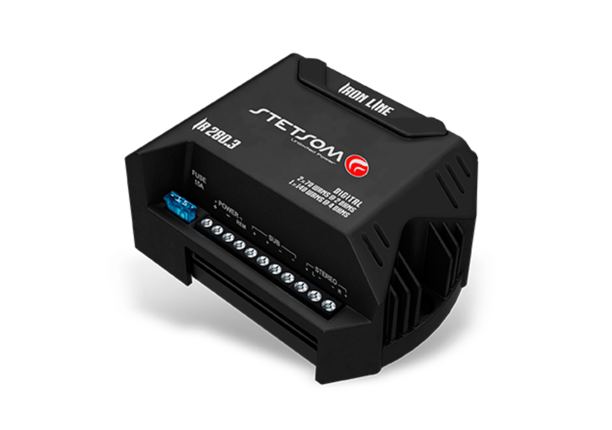 Stetsom 3-kanals 2 x 70W RMS & 1 x 140W RMS - IR280.3-2 - 2