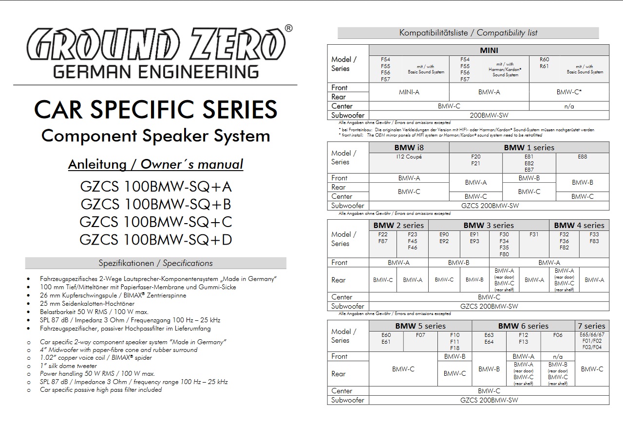Ground Zero GZCS 100BMW-SQ+D - 3