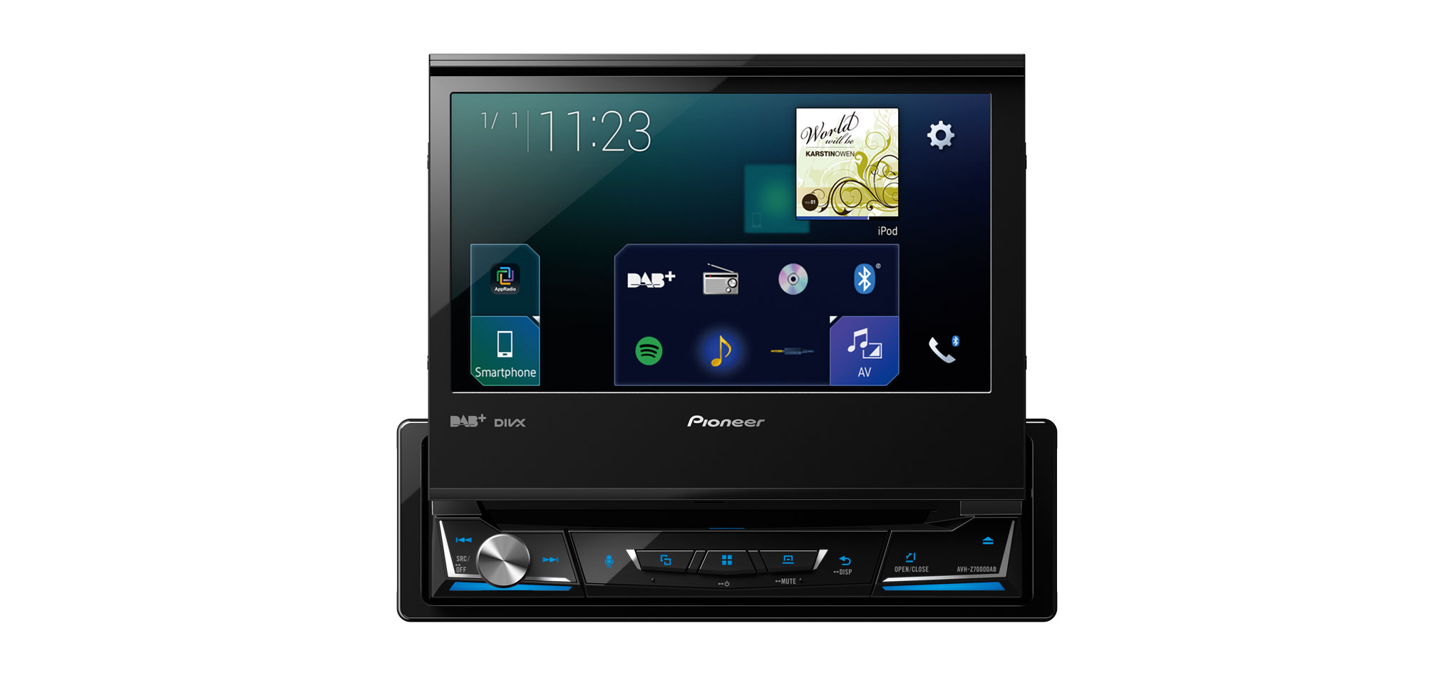 Pioneer 1DIN 7'' CD/DVD, 1 USB/ BT, DAB, CarPlay. - AVH-Z7200DAB