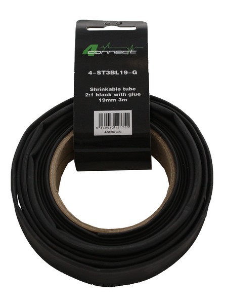FOUR Connect 4-ST3BL19-G shrink tube,  2:1 Black with glue 19mm 3m - 2