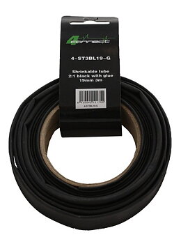 FOUR Connect 4-ST3BL19-G shrink tube,  2:1 Black with glue 19mm 3m