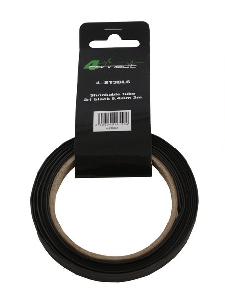 FOUR Connect 4-ST3BL6 shrink tube,  2:1 Black 6.4mm 3m