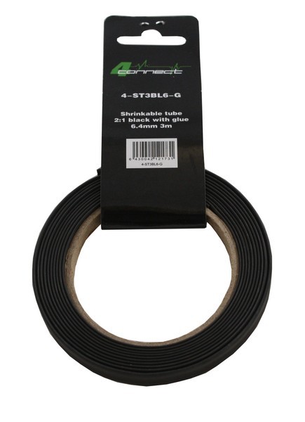 FOUR Connect 4-ST3BL6-G shrink tube,  2:1 Black with glue 6.4mm 3m - 2