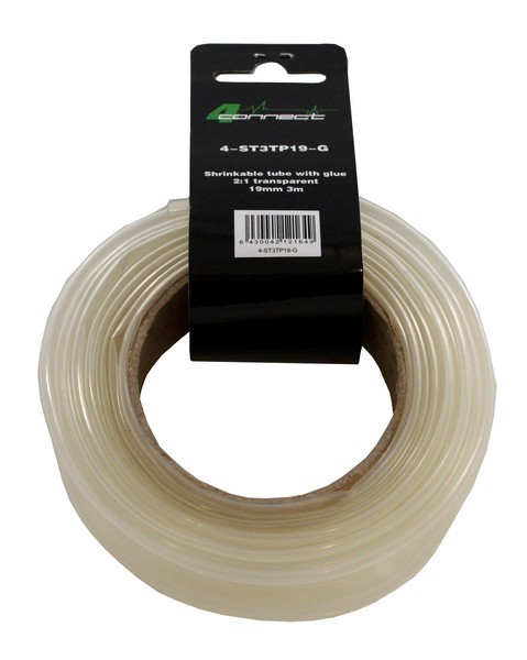 FOUR Connect 4-ST3TP19-G shrink tube with glue,  2:1 transparent, 19mm 3m
