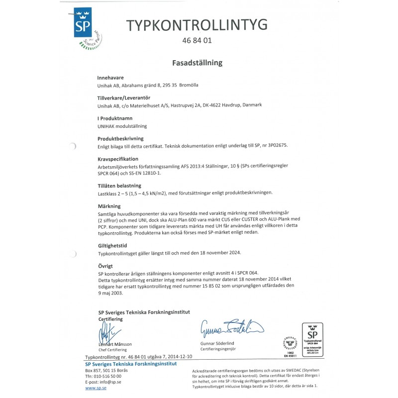 Byggställning från Unihak Komplett 6x6 meter, 195cm trall  - 6