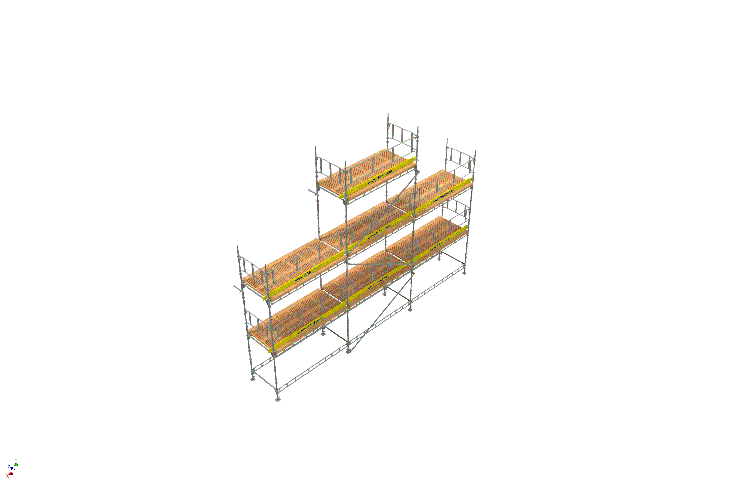 Byggställning från HAKI Komplett gavelställning 9 x 6+8 meter, 140cm trall - 2
