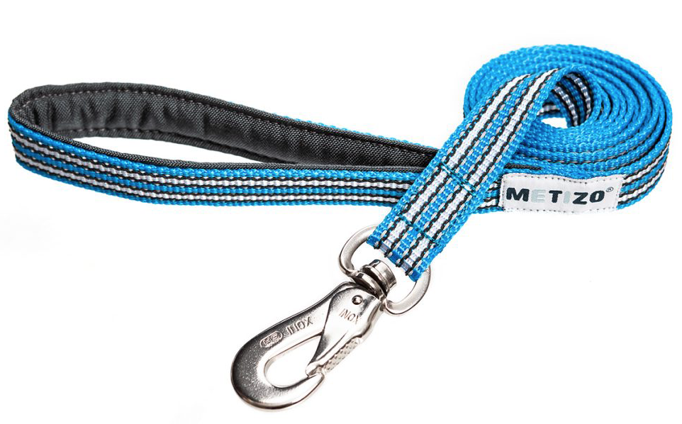 METIZO LEASH RUBBER, REFLECTION & LINED HANDLE TURQUOISE 180 CM LONG & 2 CM WIDTH
